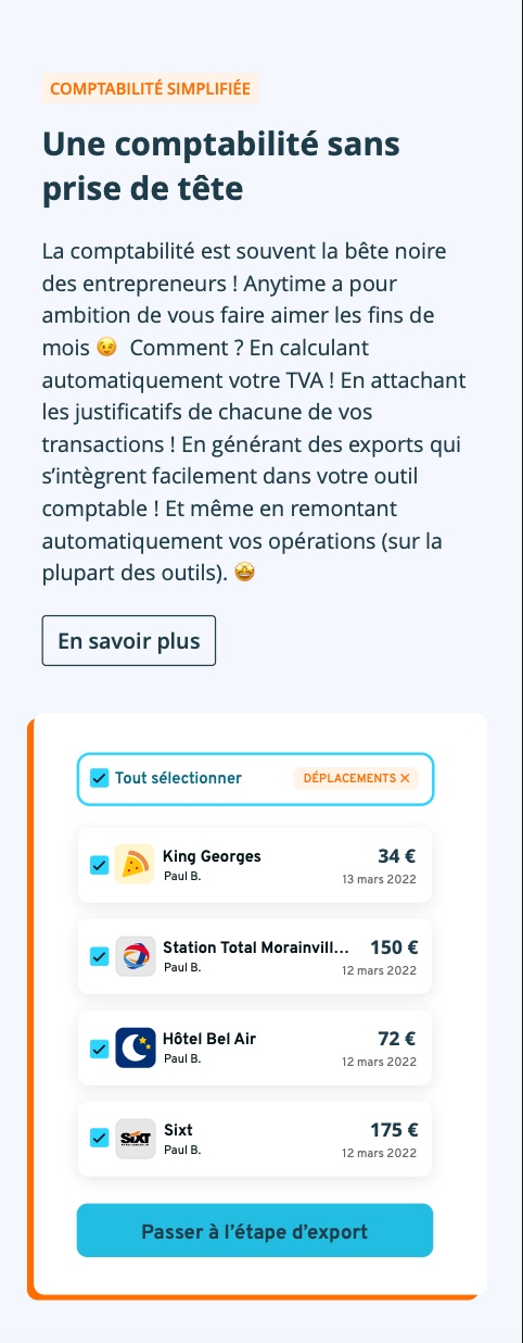 Anytime, écran mobile