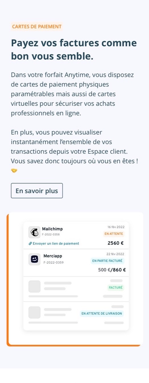 Anytime, écran mobile