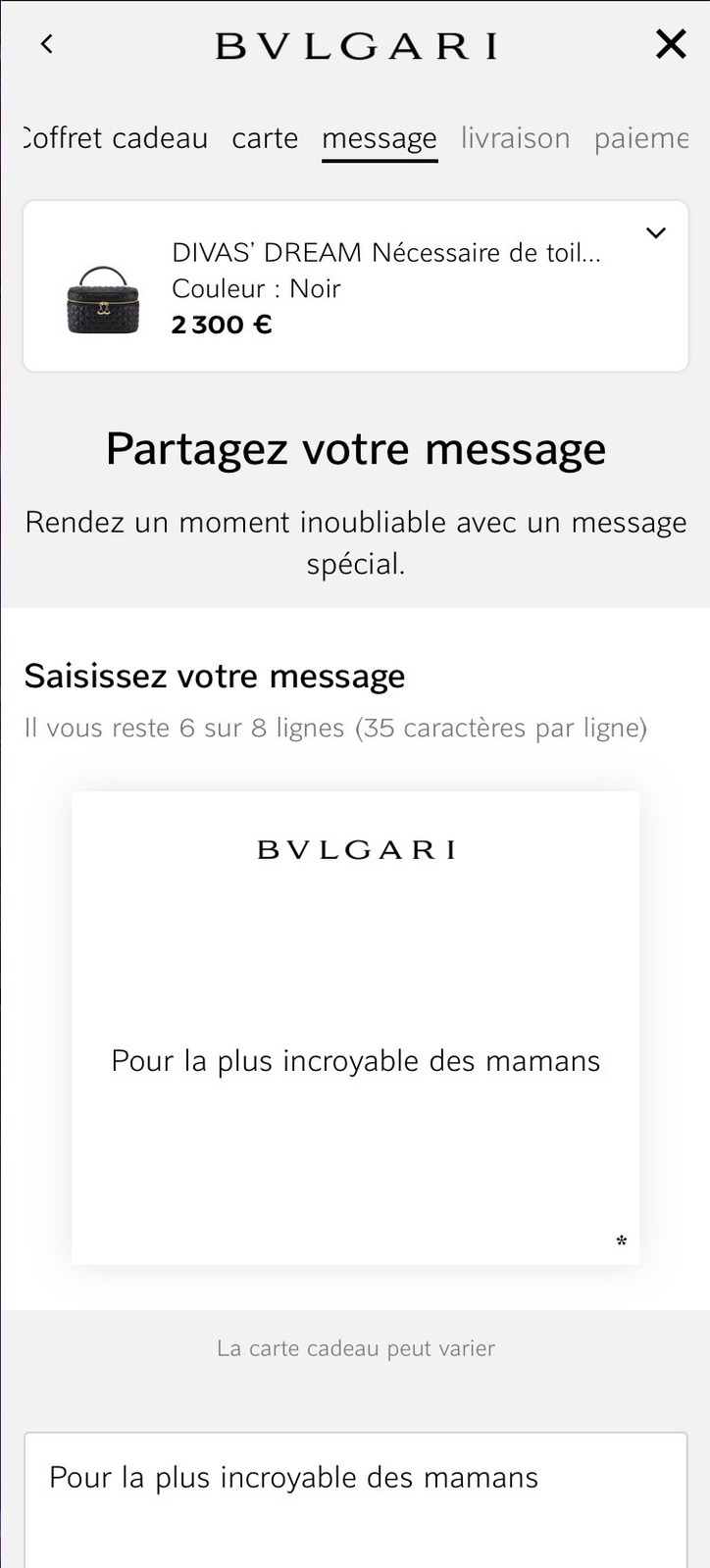Bulgari, écran mobile