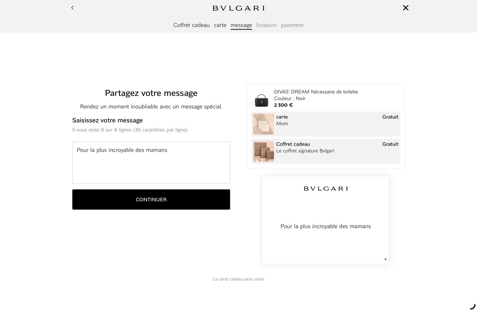 Bulgari, écran desktop