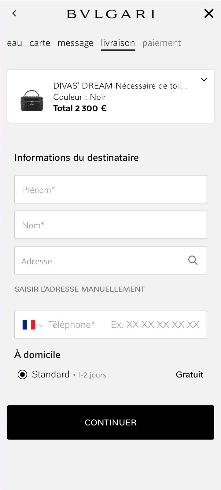 Bulgari, écran mobile
