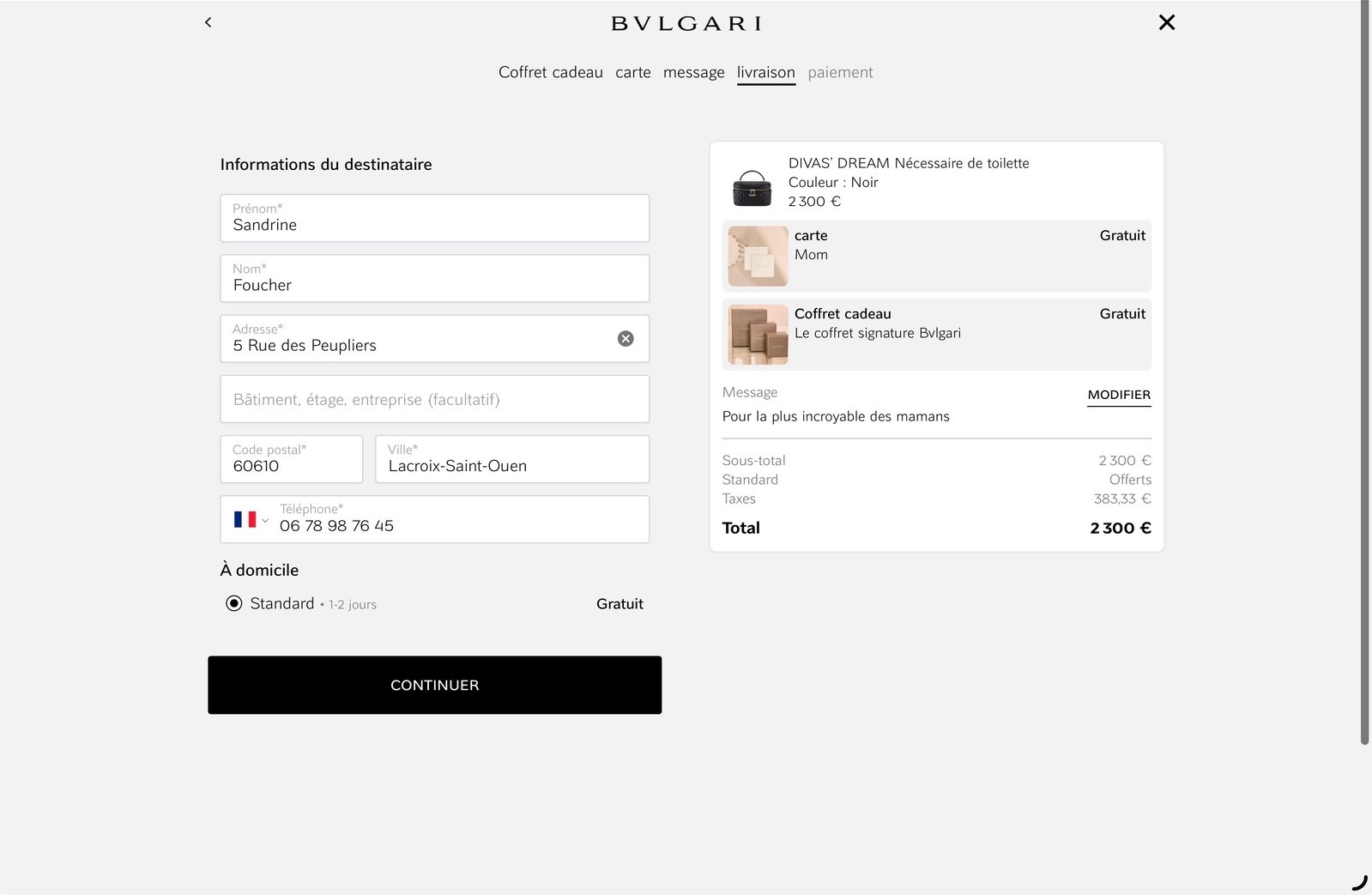 Bulgari, écran desktop