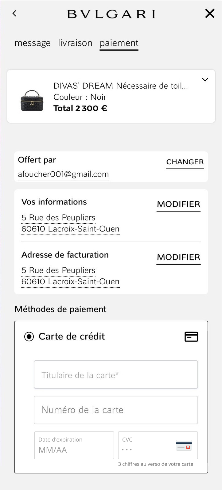 Bulgari, écran mobile