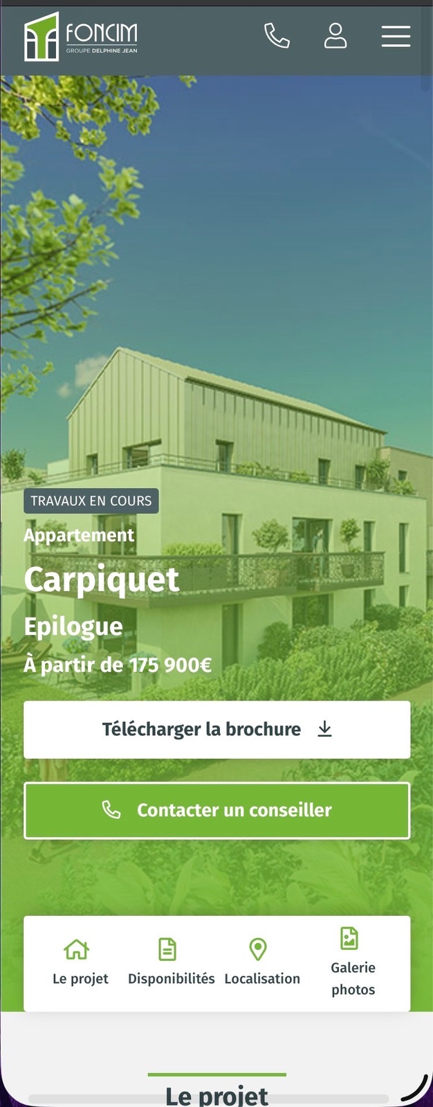 Foncim, écran mobile