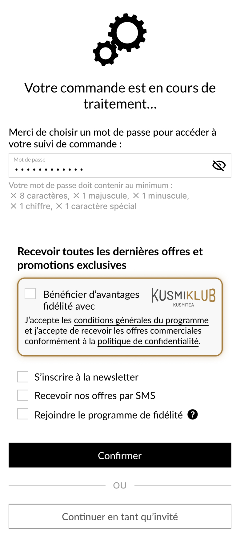 Kusmi Tea, écran mobile