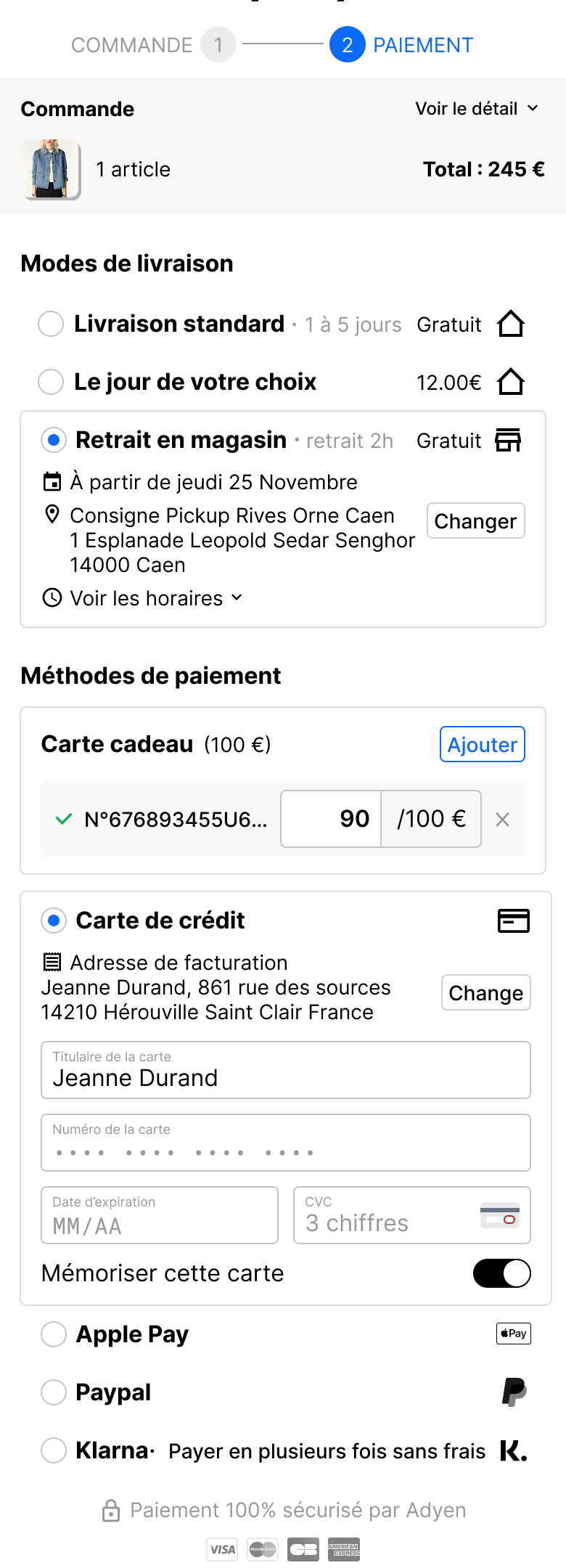 Qomit, après, carte ajoutée, écran mobile