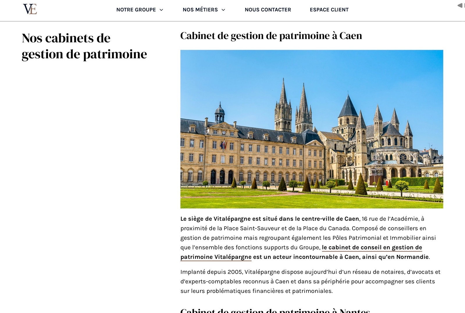 Vitalépargne, écran desktop